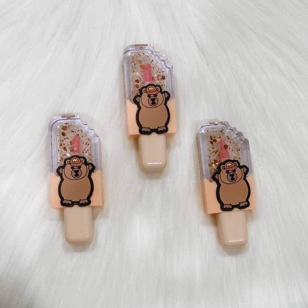 3-Pack Capybara‎ Popsicle Lip Gloss – Cute Glitter Bear Design